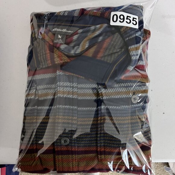 Eddie Bauer Mens XL Striped Long Sleeve Button Up Soft Flannel Shacket Western - Picture 16 of 16